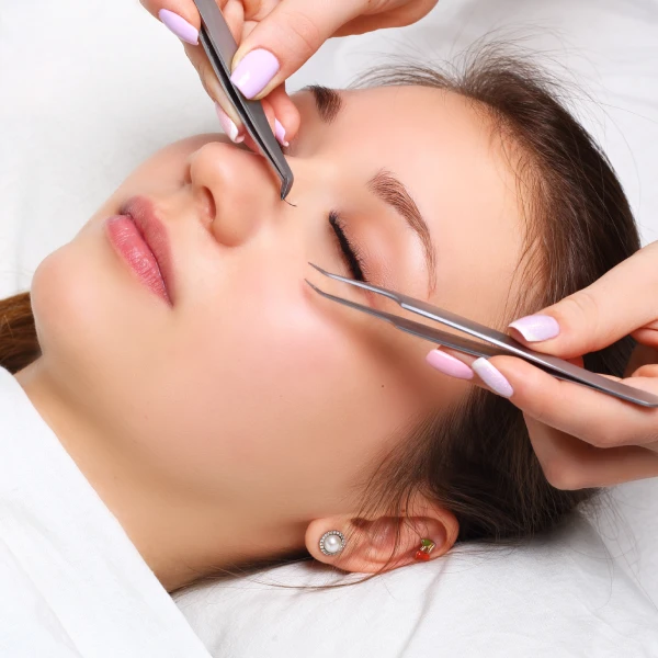 Woman Eye with Long Eyelashes. Eyelash Extension. Lashes, close up, selective focus.