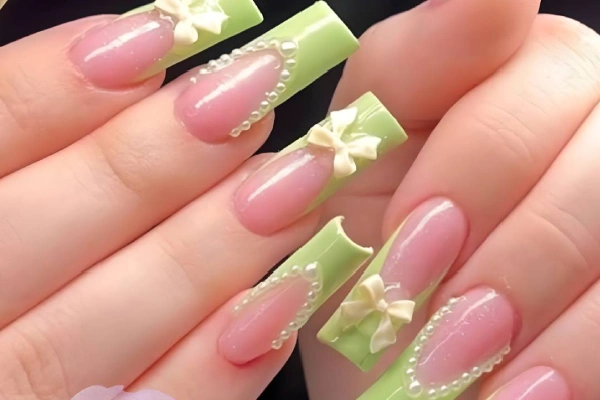pink and green nails
